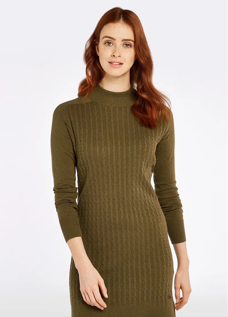 Dubarry Womens Mcdonnell Sweater Dress Dusky Green-1